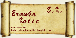 Branka Kolić vizit kartica